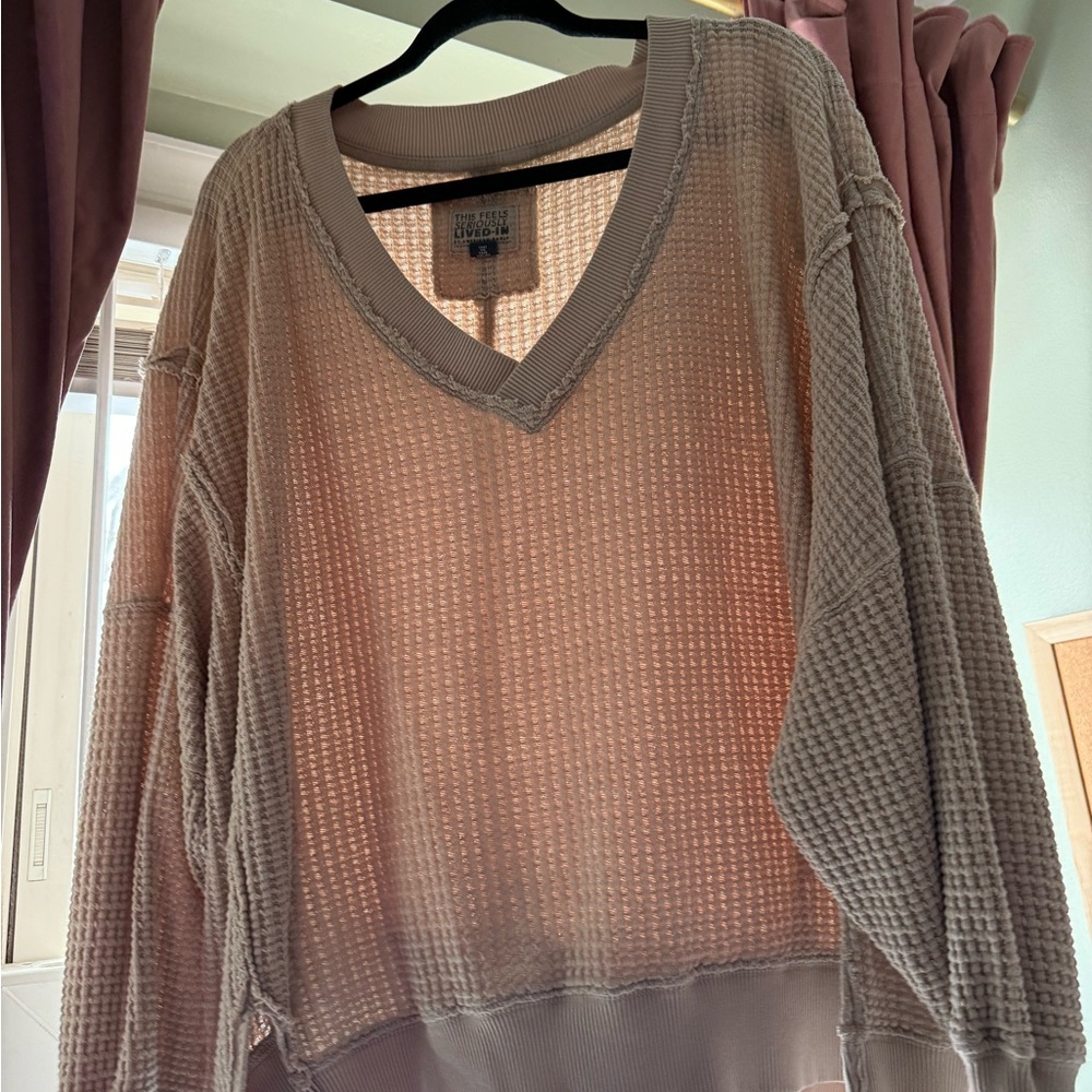 American Eagle V-Neck Sweater - Taupe